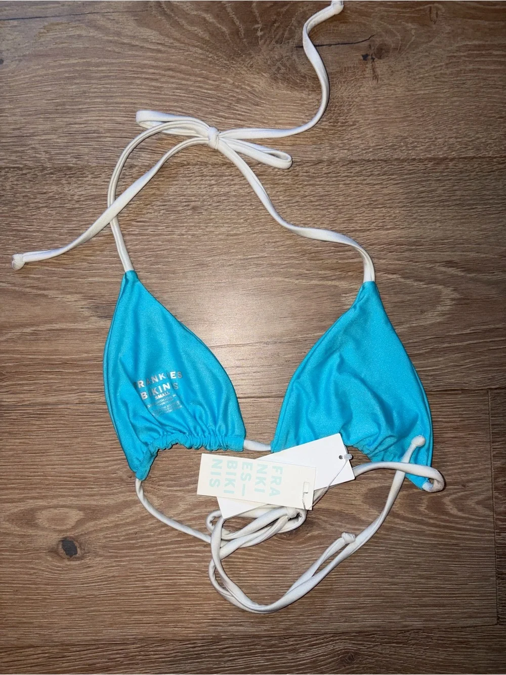 brand new frankie bikini top blue small with tags